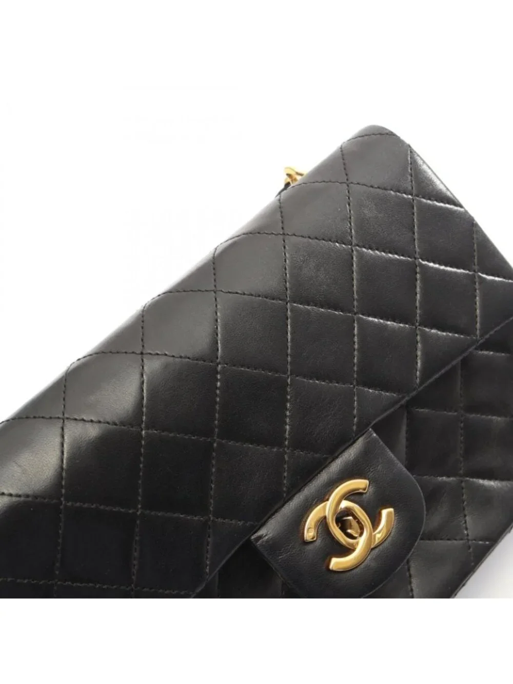 Chanel Handbag Quilted Black Lambskin Top Handle